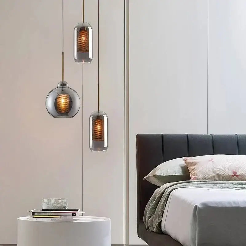 Modern gold honeycomb glass pendant lights dining room fixtures
