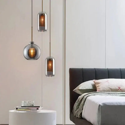 Modern gold honeycomb glass pendant lights dining room fixtures