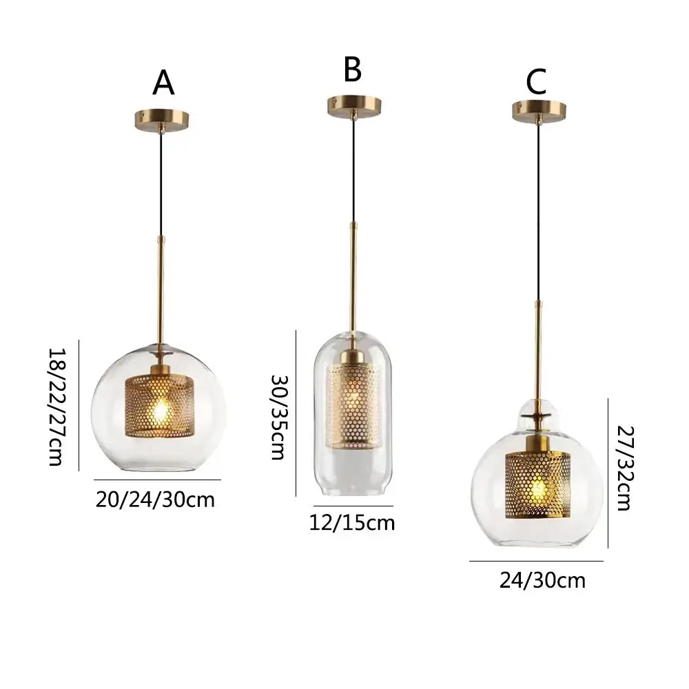 Modern gold honeycomb glass pendant lights dining room fixtures