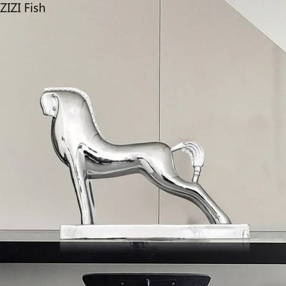 Modern gold horse resin sculpture living room minimalist decor
