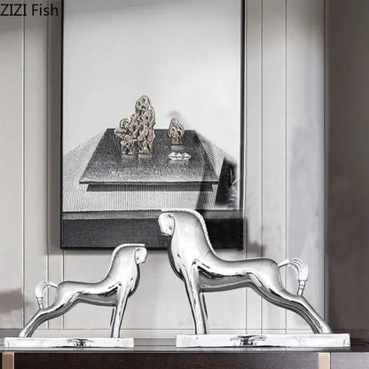 Modern gold horse resin sculpture living room minimalist decor