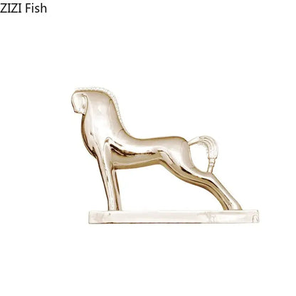 Modern gold horse resin sculpture living room minimalist decor