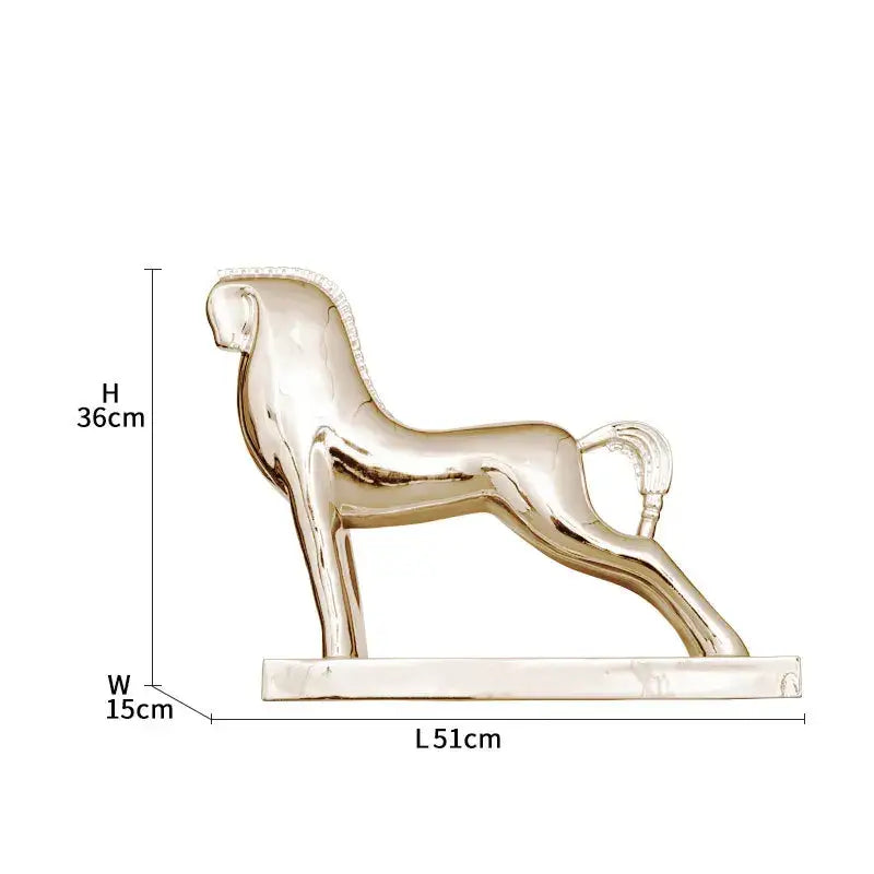 Modern gold horse resin sculpture living room minimalist decor