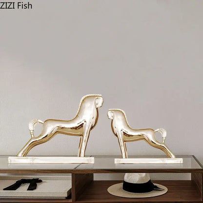 Modern gold horse resin sculpture living room minimalist decor