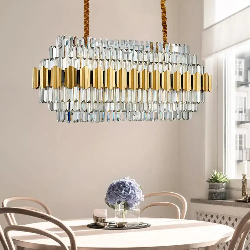 Modern gold icicle chandelier 16 light bulbs dining room pendant