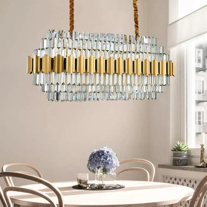 Modern gold icicle chandelier 16 light bulbs dining room pendant