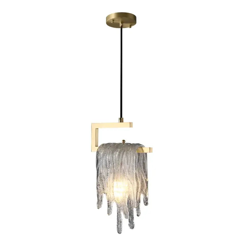Modern gold icicle glass pendant light for bedroom decor