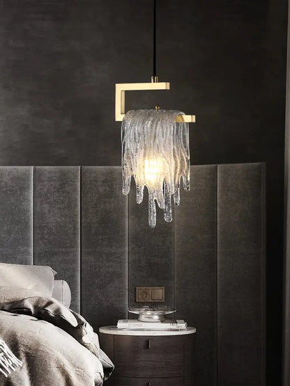 Modern gold icicle glass pendant light for bedroom decor