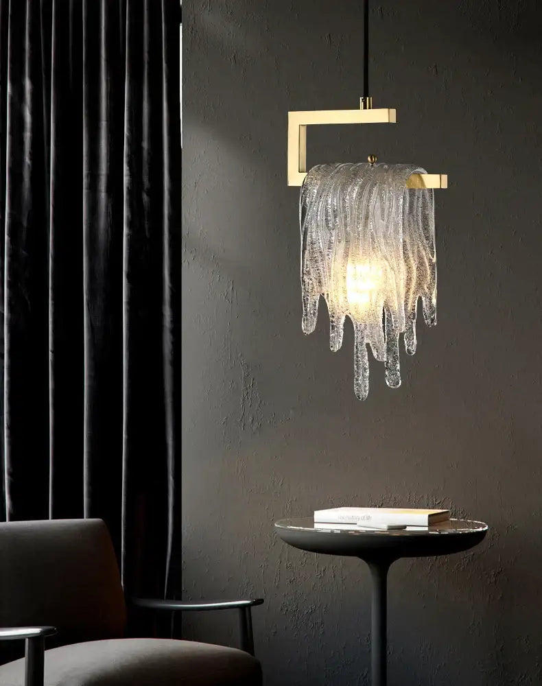 Modern gold icicle glass pendant light for bedroom decor