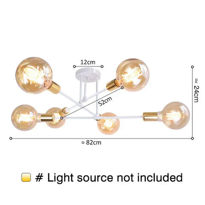 Modern gold industrial led ceiling lights for living room