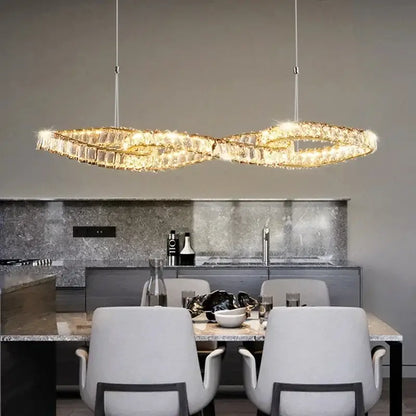 Modern gold infinity crystal led pendant – dining room chandelier