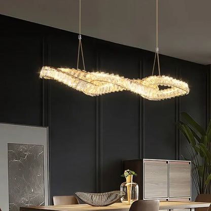 Modern gold infinity crystal led pendant – dining room chandelier