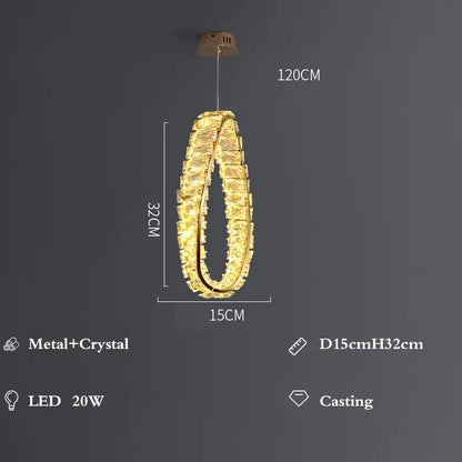 Modern gold infinity crystal led pendant – dining room chandelier