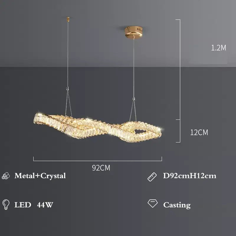 Modern gold infinity crystal led pendant – dining room chandelier