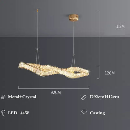 Modern gold infinity crystal led pendant – dining room chandelier