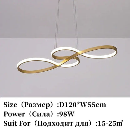 Modern gold infinity led elegant pendant lights dining room