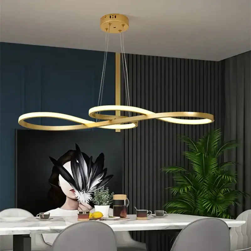 Modern gold infinity led elegant pendant lights dining room