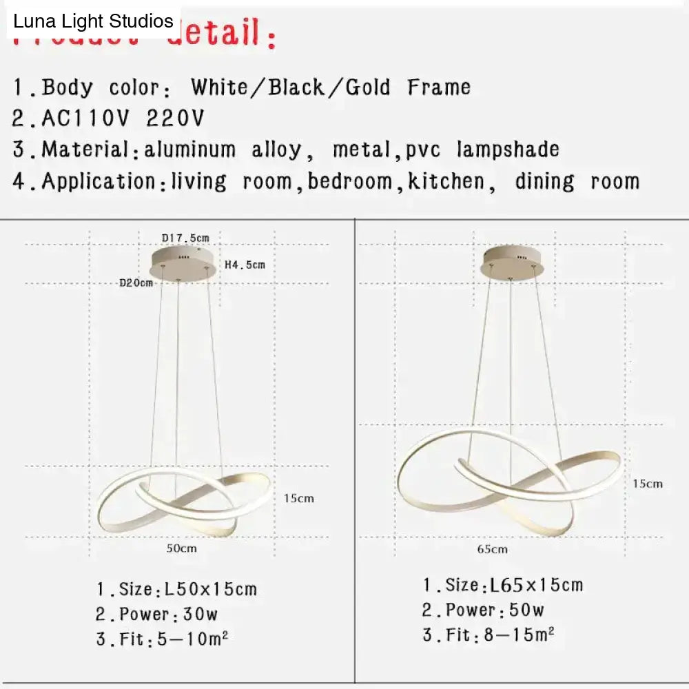 Modern gold infinity pendant light for living room led lamp moedern