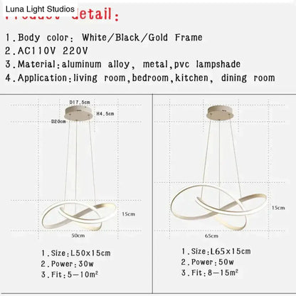 Modern gold infinity pendant light for living room led lamp moedern