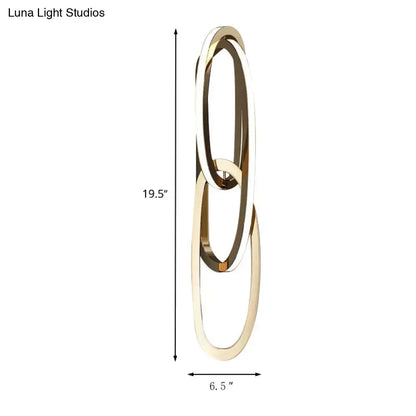 Modern gold interlocking oval led wall lamp living room