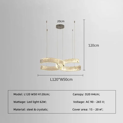 Modern gold intertwined crystal led pendant lights dining room dimmable