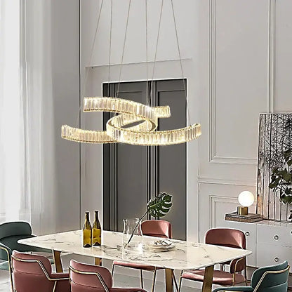Modern gold intertwined crystal led pendant lights dining room dimmable