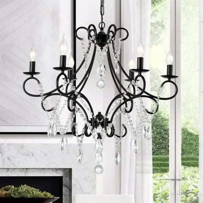 Modern gold iron crystal chandelier dining room luxury light