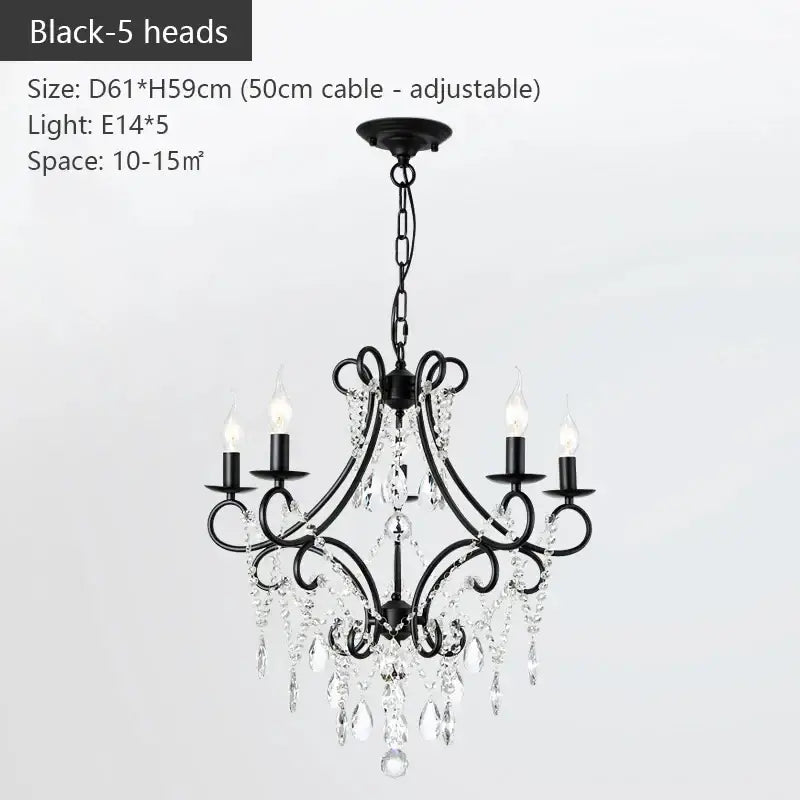 Modern gold iron crystal chandelier dining room luxury light