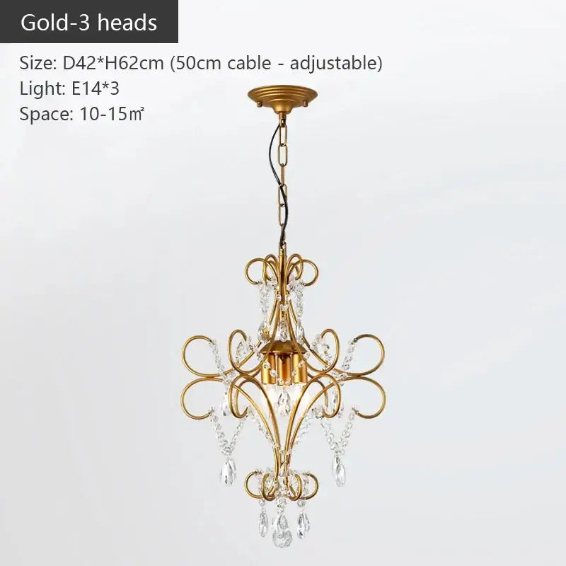 Modern gold iron crystal chandelier dining room luxury light