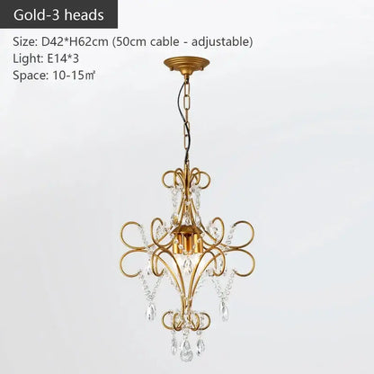 Modern gold iron crystal chandelier dining room luxury light
