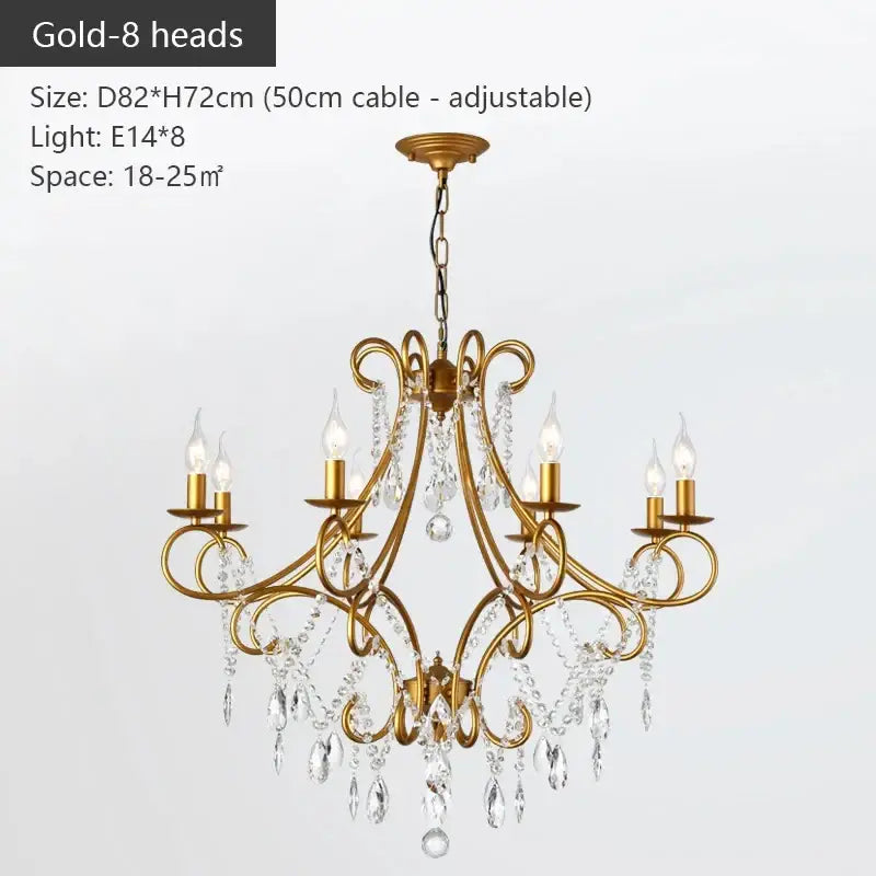 Modern gold iron crystal chandelier dining room luxury light