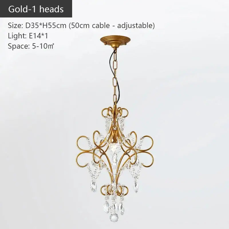 Modern gold iron crystal chandelier dining room luxury light