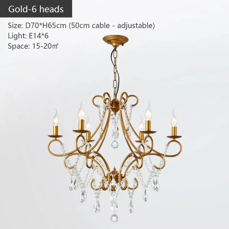 Modern gold iron crystal chandelier dining room luxury light