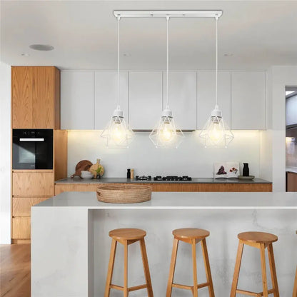 Modern gold iron frame pendant chandelier kitchen geometric light