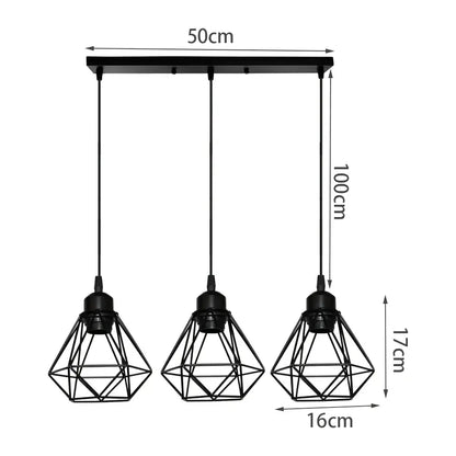 Modern gold iron frame pendant chandelier kitchen geometric light