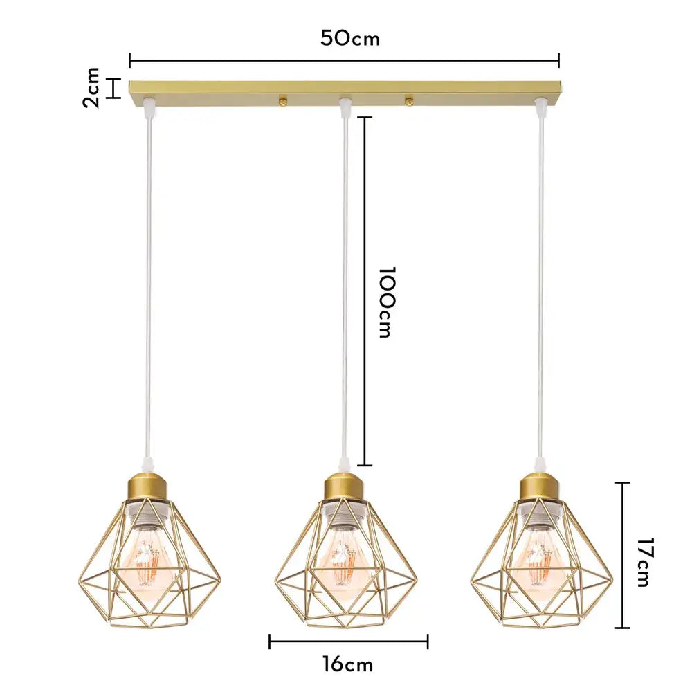 Modern gold iron frame pendant chandelier kitchen geometric light