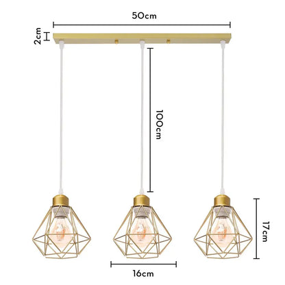 Modern gold iron frame pendant chandelier kitchen geometric light