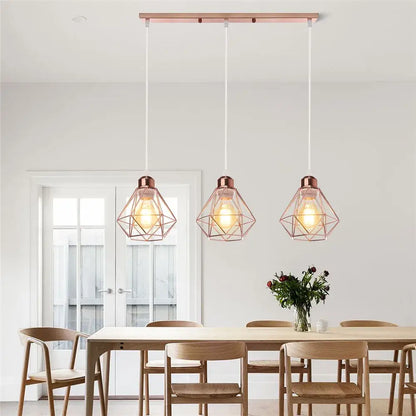 Modern gold iron frame pendant chandelier kitchen geometric light