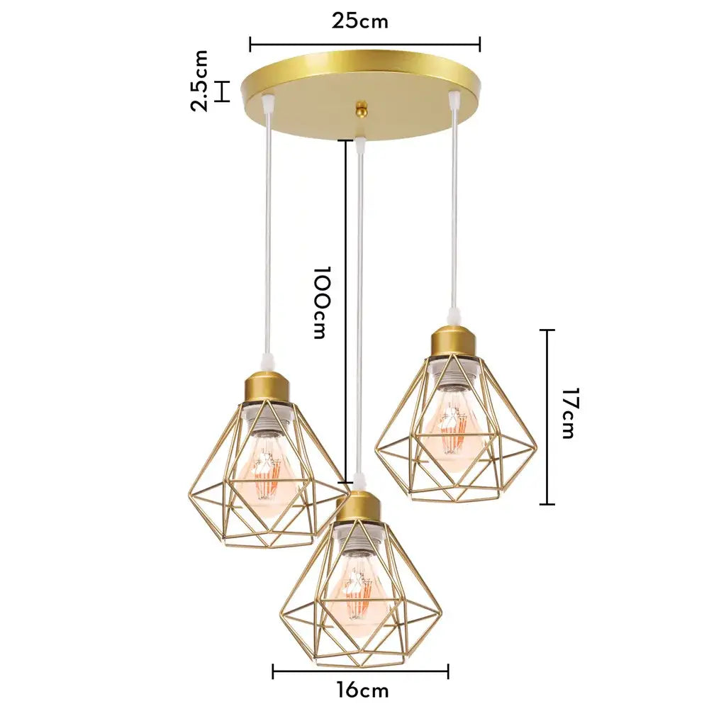 Modern gold iron frame pendant chandelier kitchen geometric light