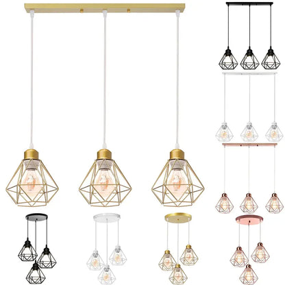 Modern gold iron frame pendant chandelier kitchen geometric light