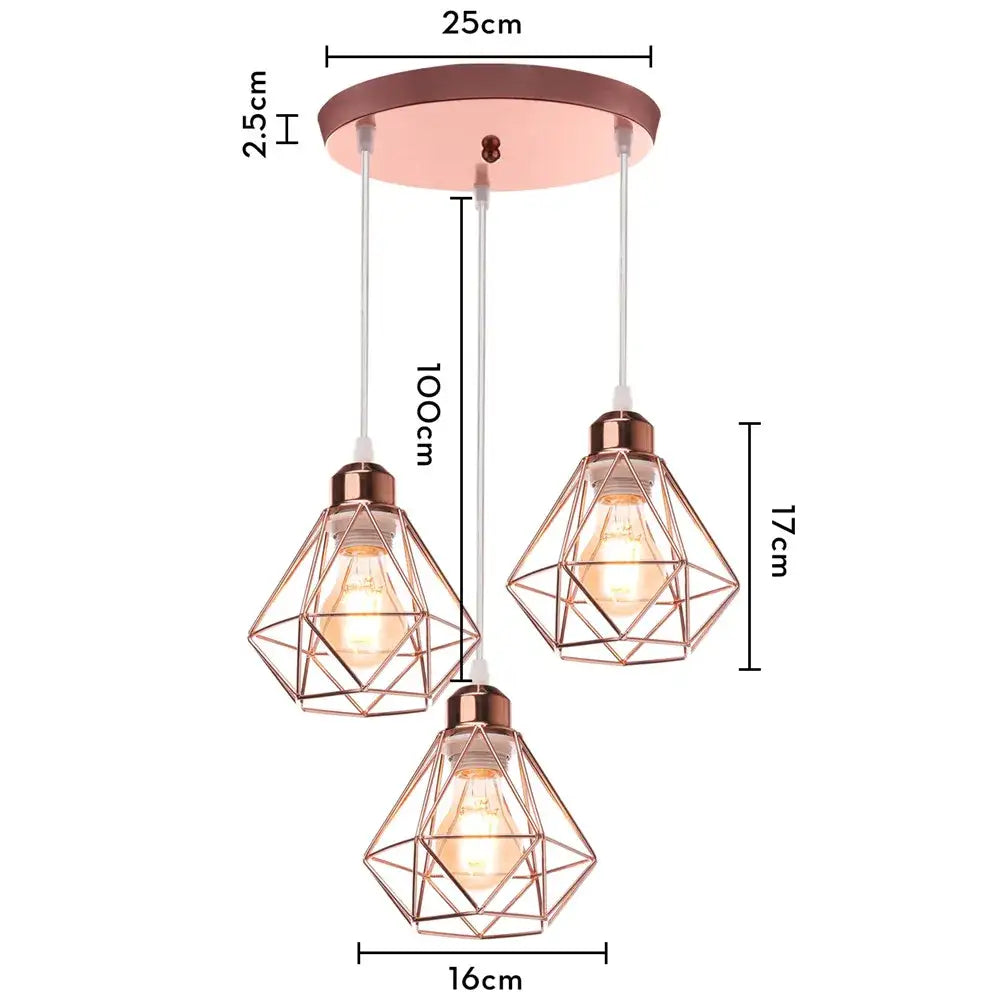 Modern gold iron frame pendant chandelier kitchen geometric light