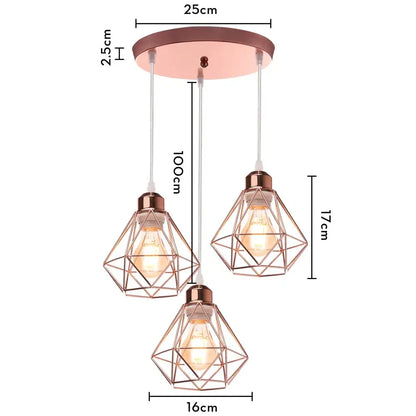 Modern gold iron frame pendant chandelier kitchen geometric light