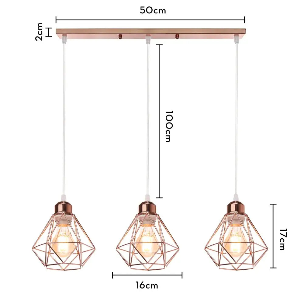 Modern gold iron frame pendant chandelier kitchen geometric light