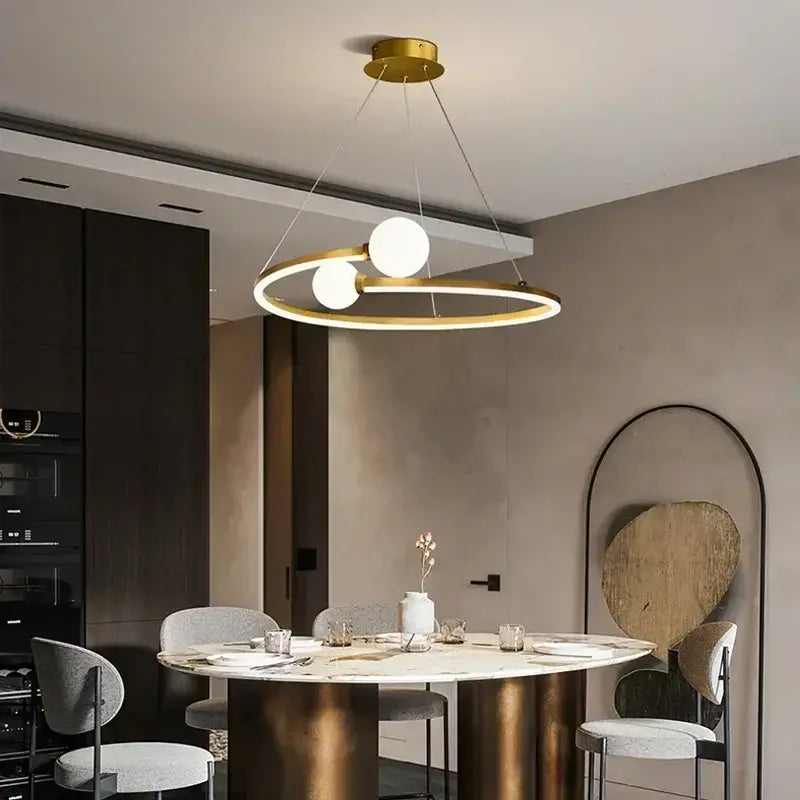 Modern gold iron led chandelier light for living room