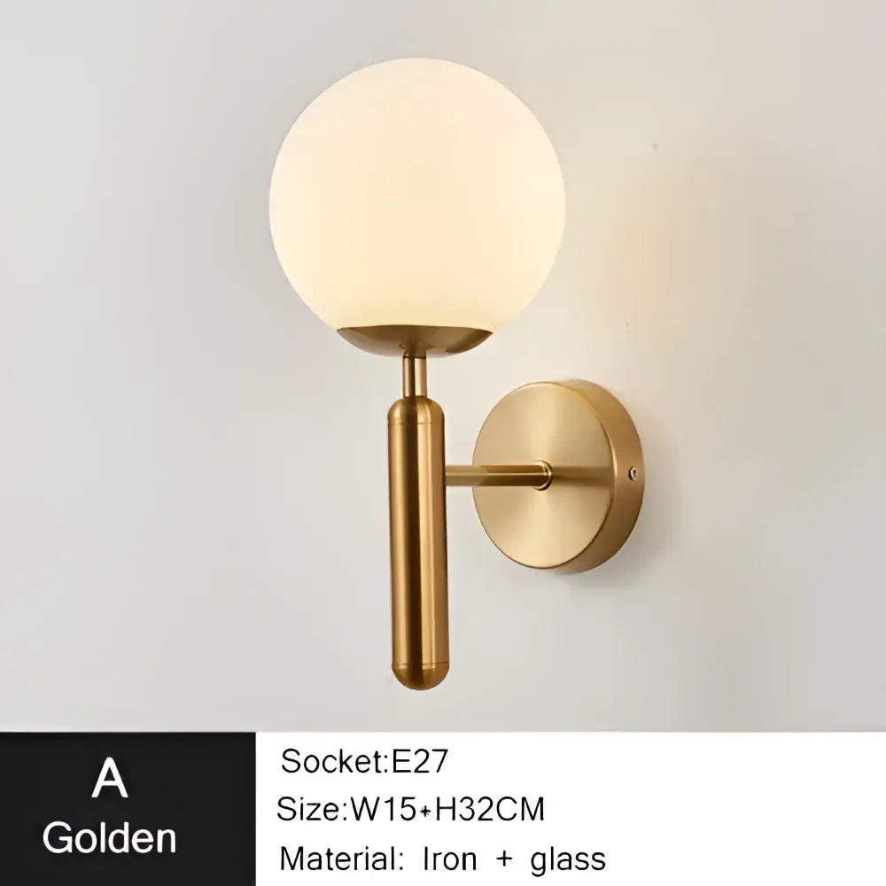 Modern gold iron led sconce lamp with textured glass for bedroom