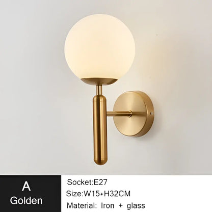 Modern gold iron led sconce lamp with textured glass for bedroom