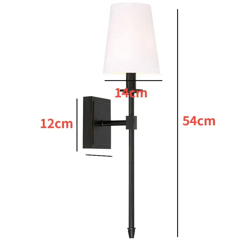 Modern gold iron led wall lamp with white shade for bedroom