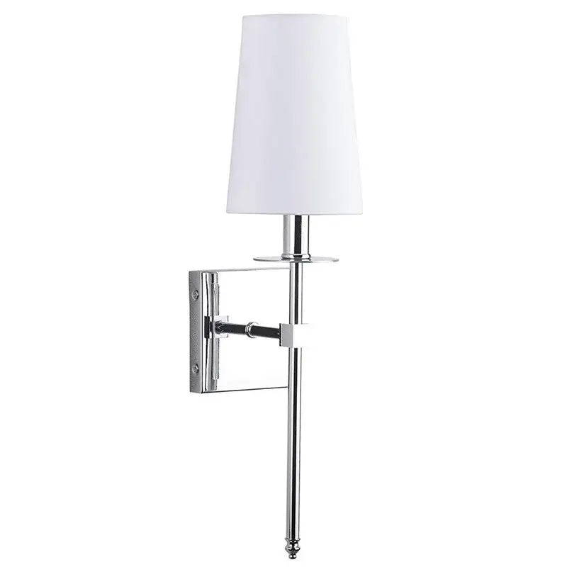 Modern gold iron led wall lamp with white shade for bedroom