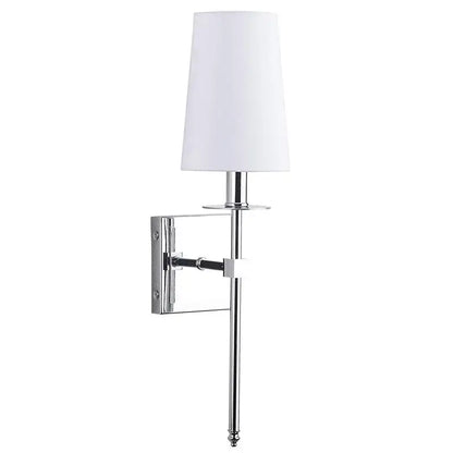 Modern gold iron led wall lamp with white shade for bedroom