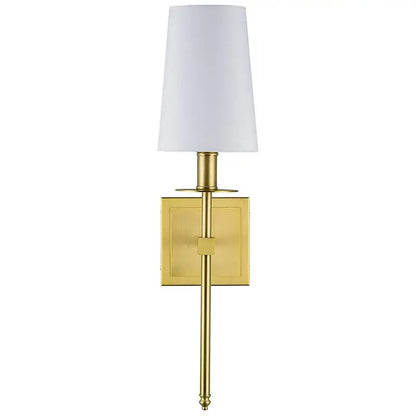 Modern gold iron led wall lamp with white shade for bedroom